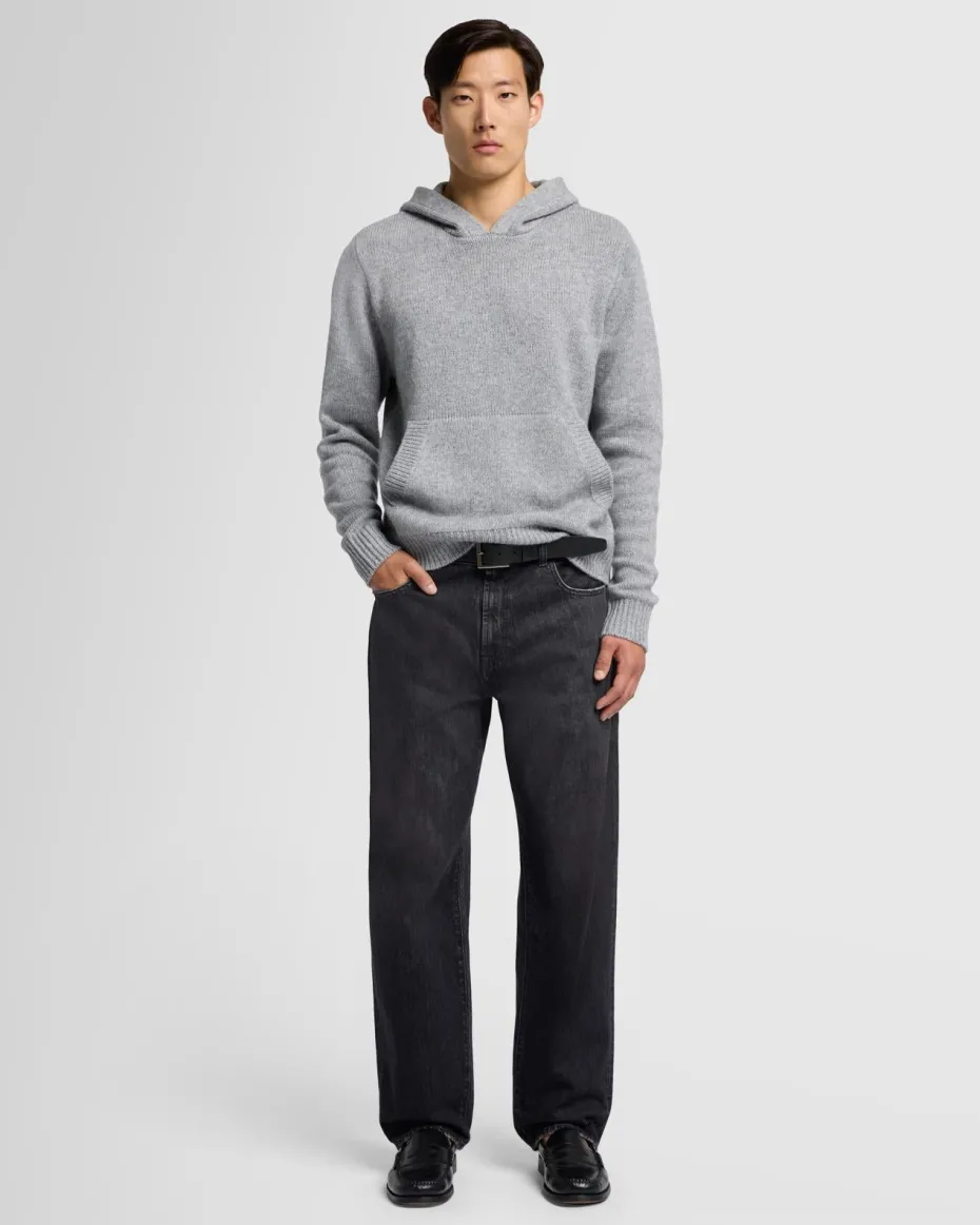 Thick Cashmere Hoodie in Black