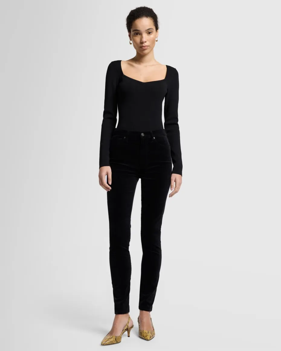 Velvet High Waist Skinny in Eggshell
