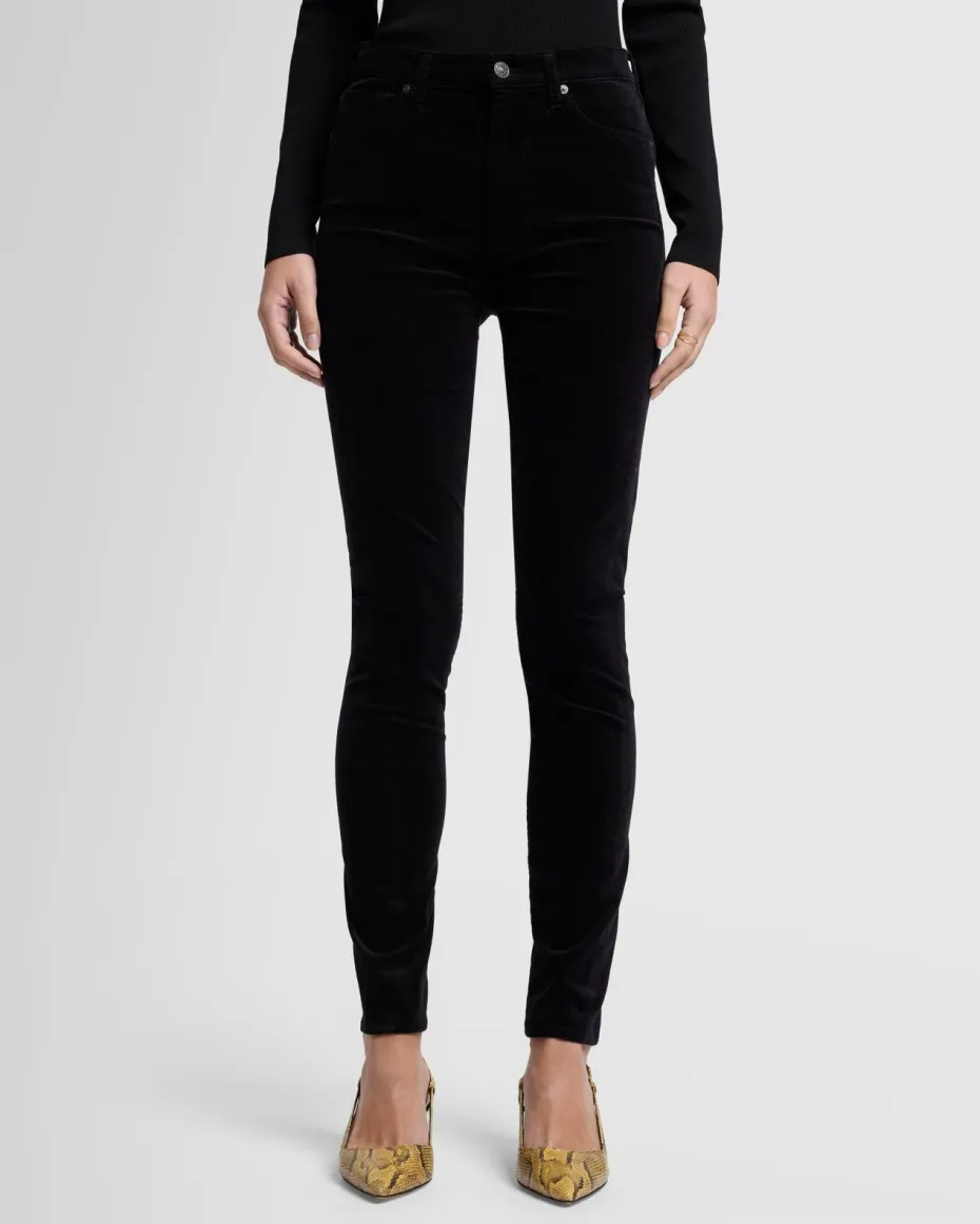 Velvet High Waist Skinny in Eggshell