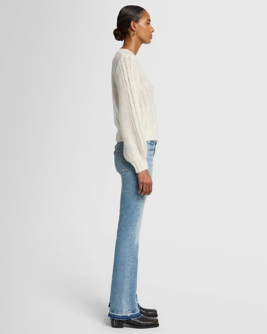 Wool Blend Cable Pullover in Off White