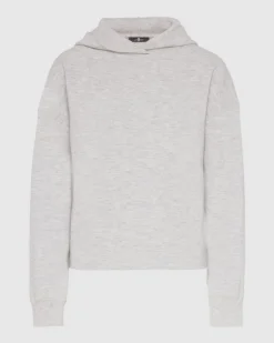 Wool Blend Hoodie in White Sand