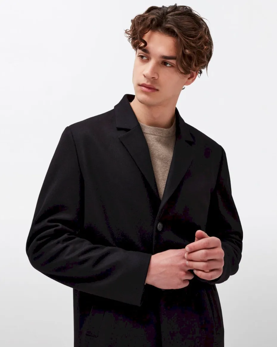Wool Overcoat in Black