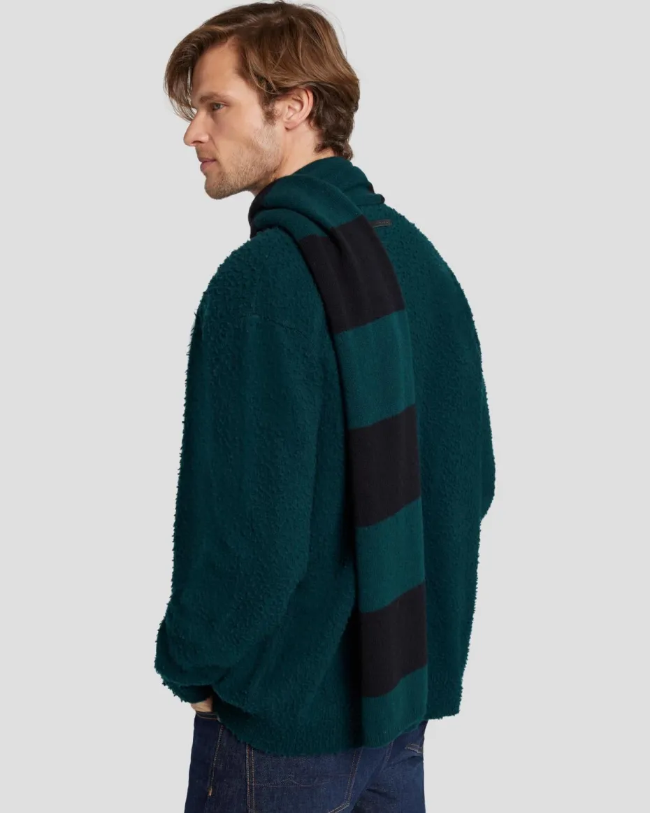 Wool Striped Scarf in Hunter Green