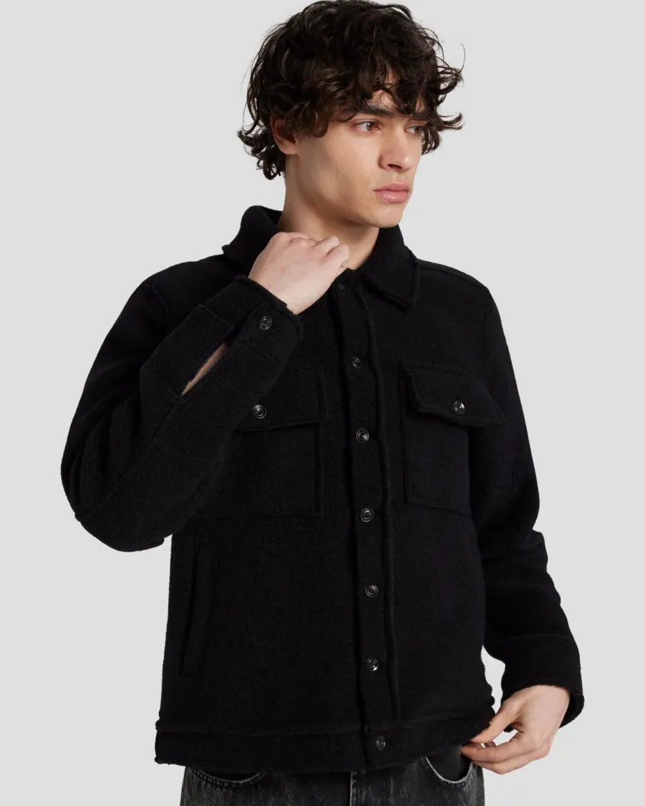 Wool Trucker in Black