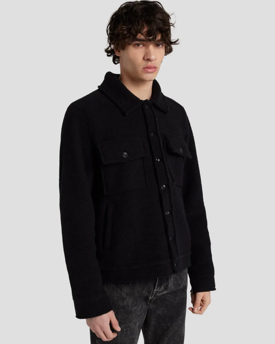 Wool Trucker in Black